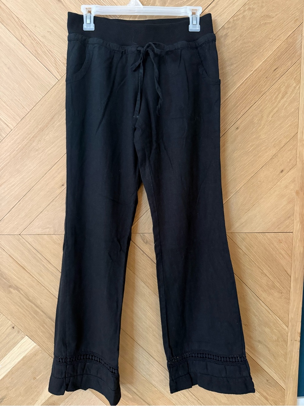Love Tree Black Boot‑Flare Linen Pants